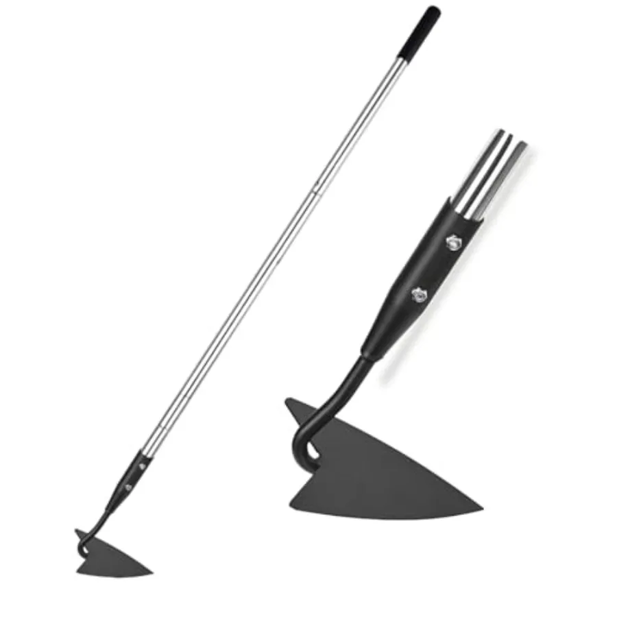 

YEELOR Warren Hoe, Carbon Steel Garden with Stainl Steel 57" Adjustable Long Handle, Heavy Duty Gardening Hand Tools Hoe for Ri