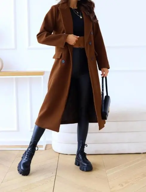 

Women's Coat 2025 Autumn/winter Fashion Latest Hot Selling Temperament Hot Girl Chic New Women's Double Breasted Woolen Coat