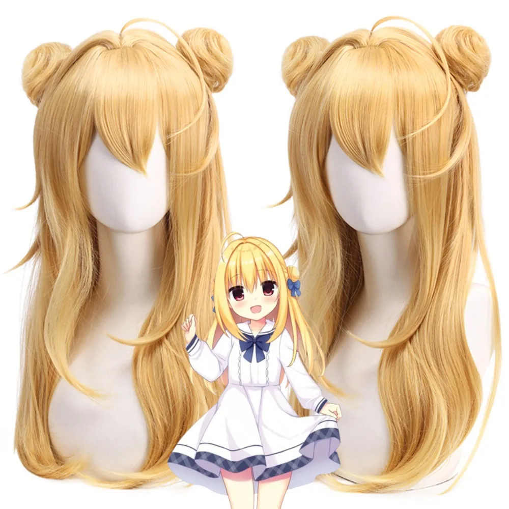 

IZUMI HIME парик для косплея, креативное отклонение, волнистые двойные булочки для девочек-аниме, розовые, блондинки, длинные вьющиеся волосы
