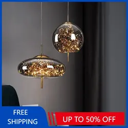 Modern Led Pendant Lamp Vidro Teto Pendurado Luzes Luminária Luminária Lustres Suspensão Luminária Decoração do quarto