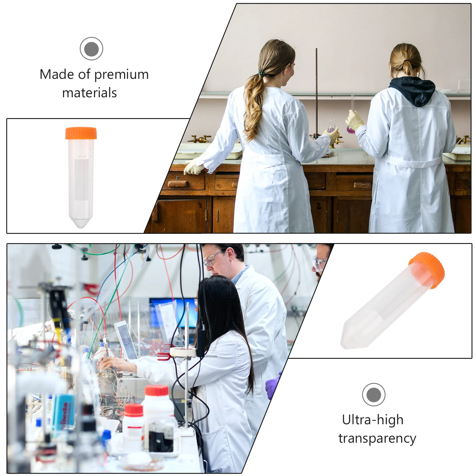 

50pcs 50Ml Tubes Plastic Test Vials Transparent Screw Cap Laboratory Biochemistry Molecular Biology Samples Food