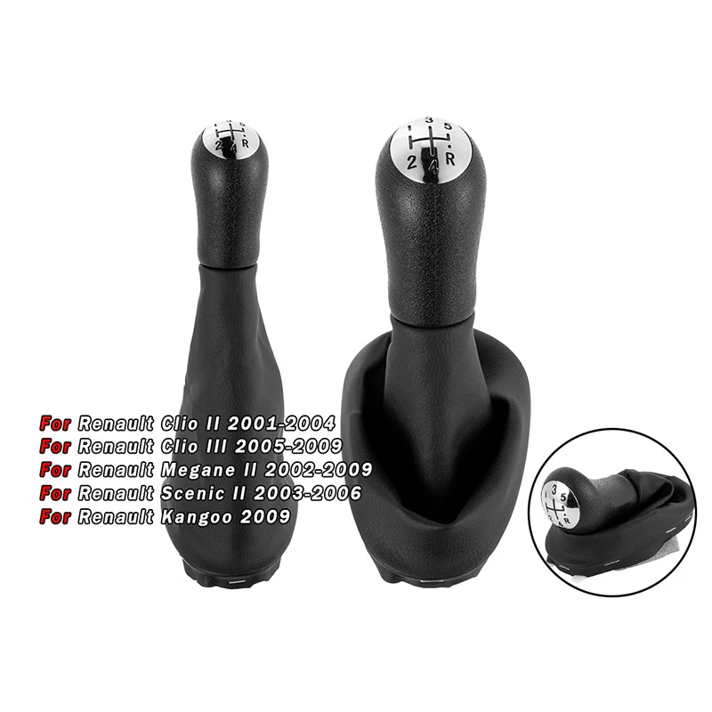 

For Renault Clio 2 II Clio 3 III Megane 2 II Scenic 2 II Kangoo 5 Speed Car Shift Gear Knob with Lever Gaitor Boot Cover