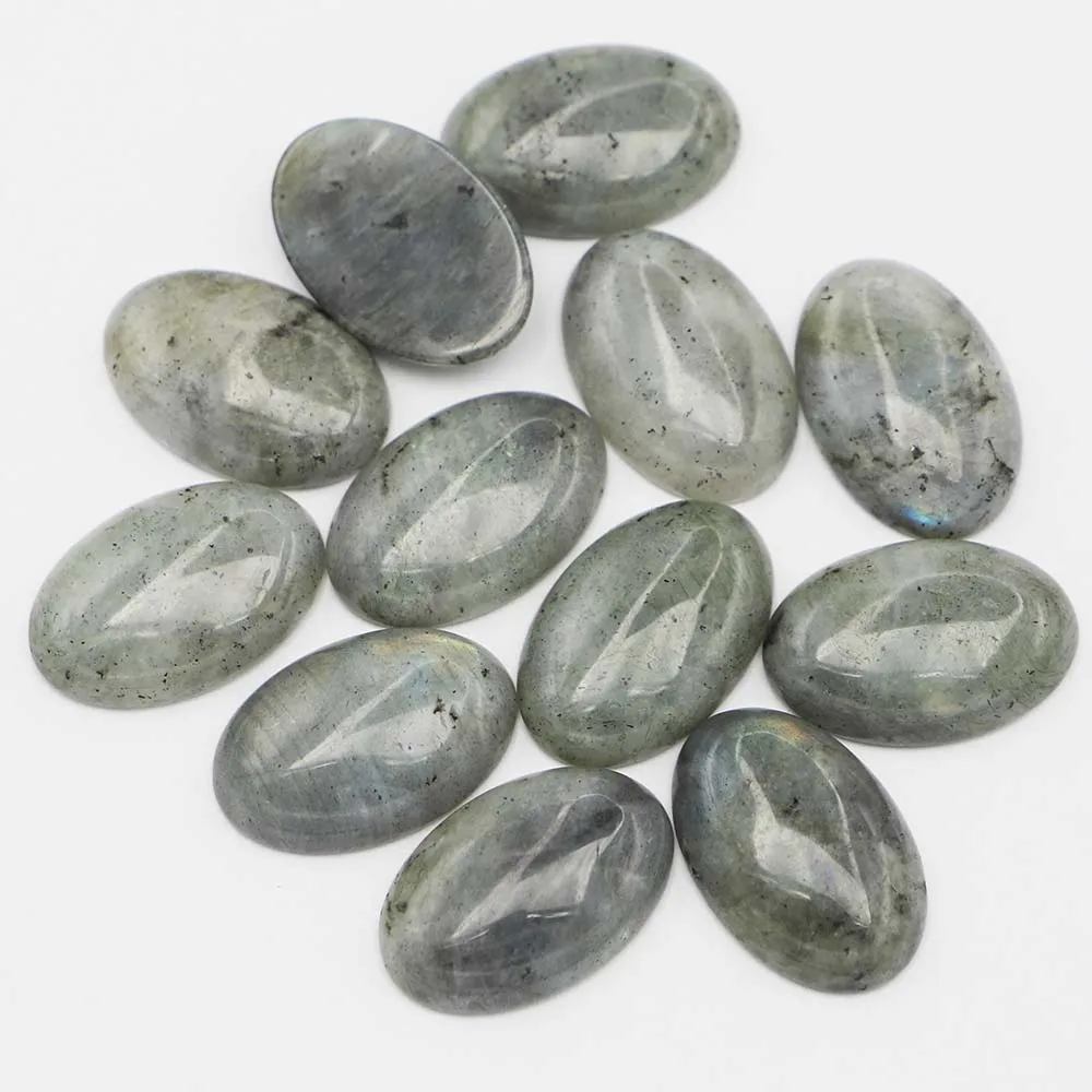 30x20mm Natural Stone Oval Labradorite Cabochon Setting Beads Fit Pendant Ring Earring Men Jewelry 12Pcs Wholesale Free Shipping