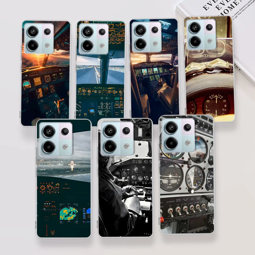 Aviation Aeroplane Pilot Cockpit Case for Xiaomi Redmi 9 7 10 Prime 7A 10A 9A 9i 9T 10C 6 6A 8A 9C 8 10X 12 12C TPU Phone Cover