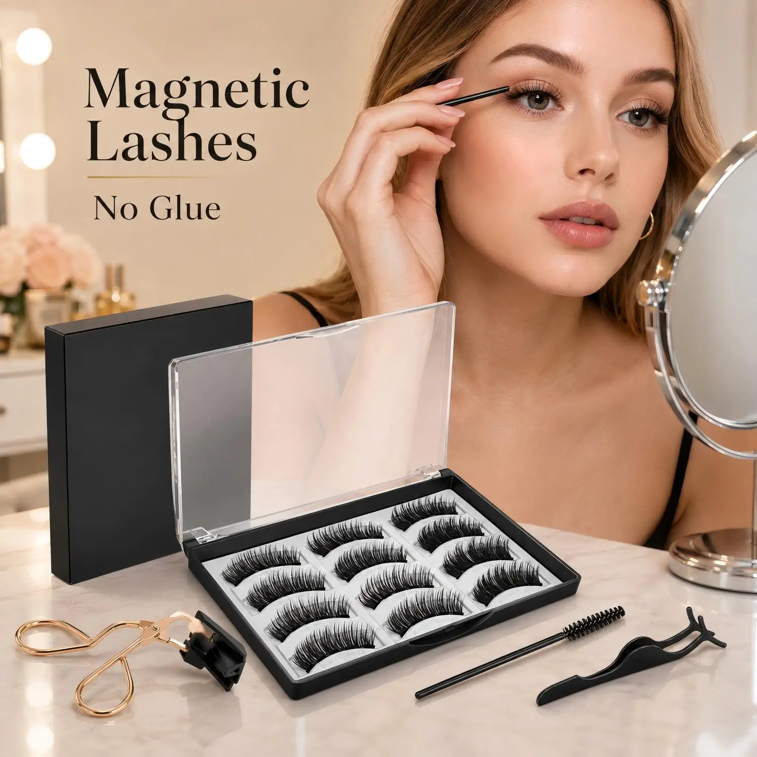 12 paires de faux cils magnétiques, aspect naturel, kit de cils magnétiques 3D réutilisables, sans colle, cils auto-adhésifs réutilisables, épais et volumineux pour femmes, parfaits pour un usage quotidien, des fêtes, des voyages, des mariages, ou comme cadeau de maquillage.