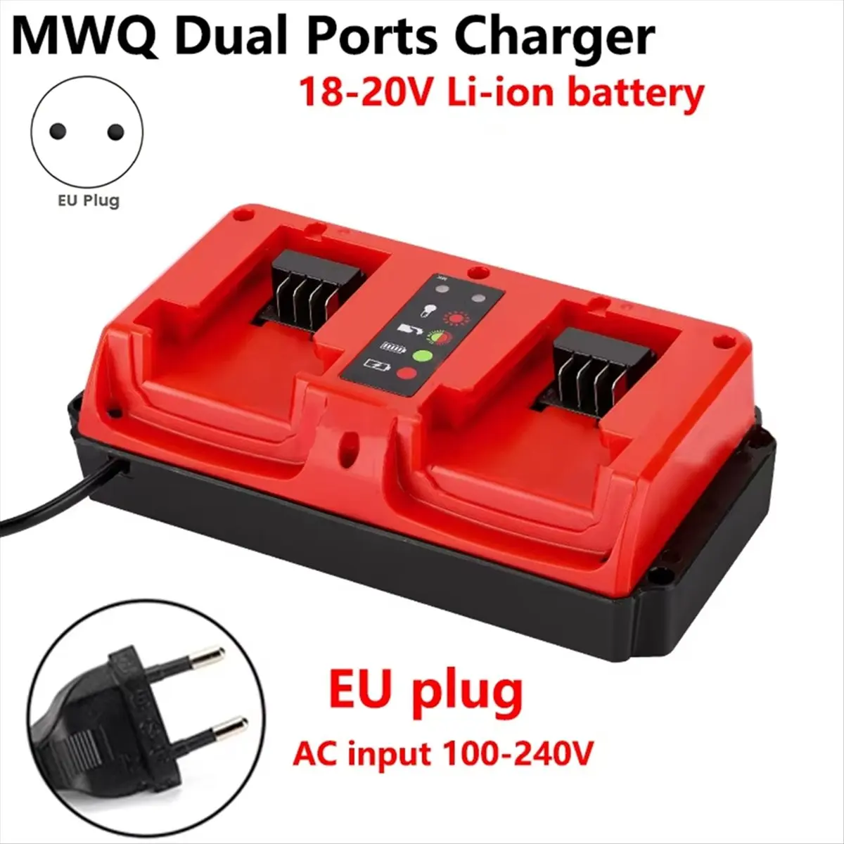 Plastic Lithium Battery Fast Charger for 14.4V 18V Li- Battery for 48-11-1815 48-11-1820 48-11-1830 EU Plug