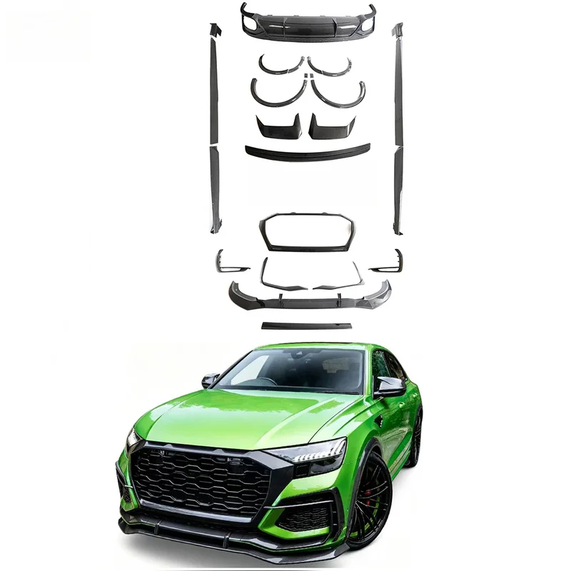 High Quality 2021-2023 RS Q8 OEM Style Carbon Fiber Body Kit Front Bumpers With Exhaust Cut-Outs Modified Accessories