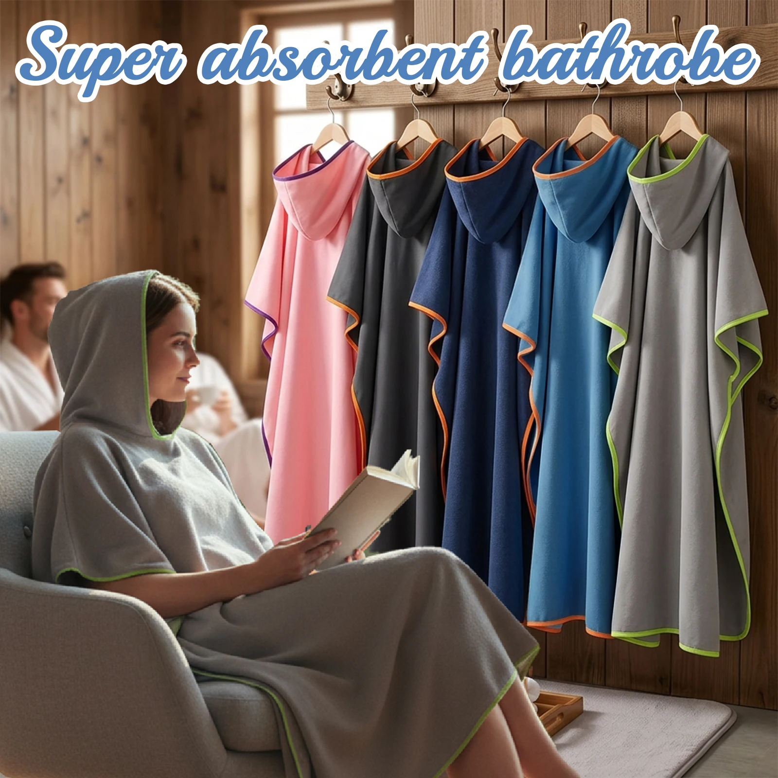 Unisex Ultra-Thin Quick-Dry Beach Poncho Lightweight Soft Portable Carry-On Bathrobe for Surfing Swimming And Beach Use