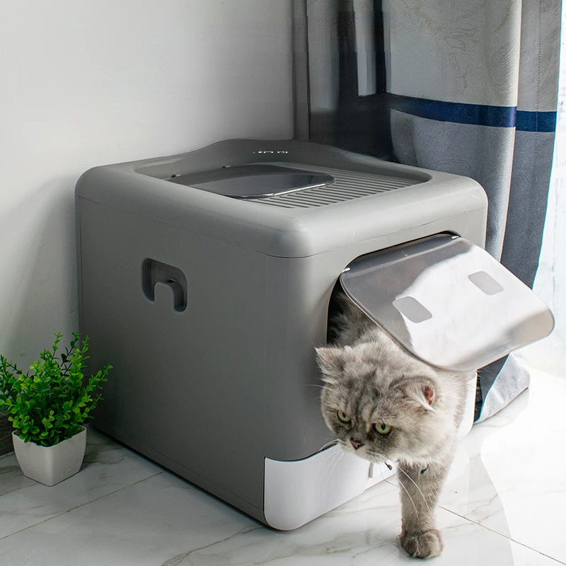 

Fully Enclosed Cat Litter Box,Plastic Folding Anti-odor and Anti-splash Cat Toilet,Pet Toilet Cleaning Supplies Sandbox for Cats