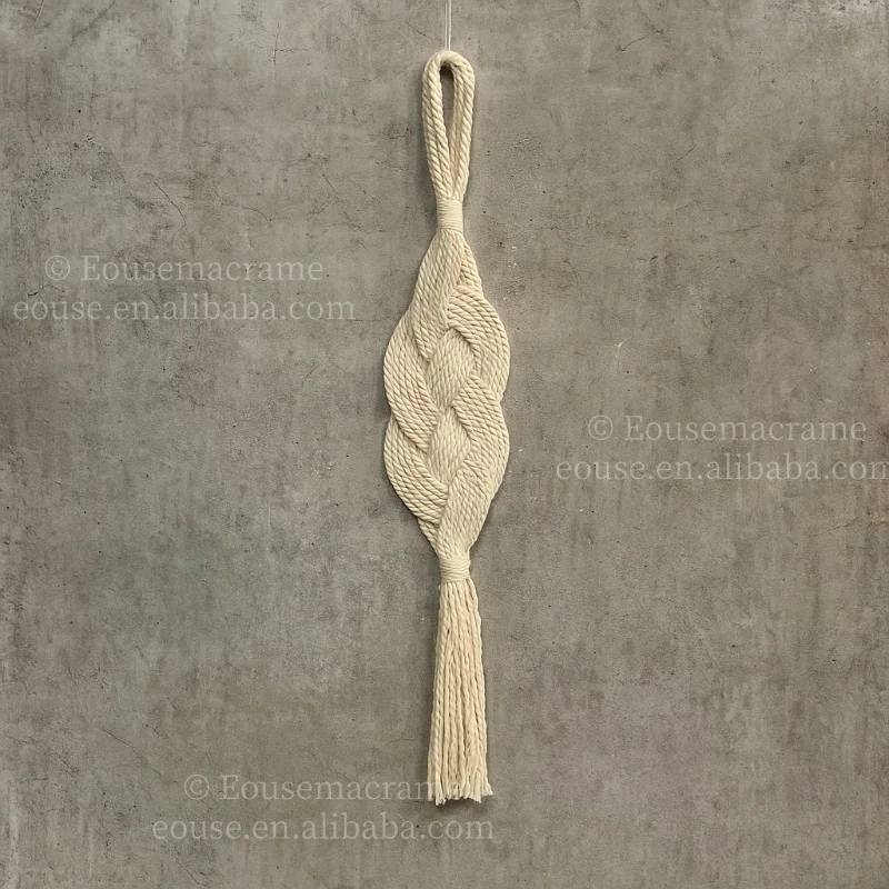 Handmade Macrame Wall Art Large Cotton Rope Hanging with Braided Tassels Modern Boho Decor for Home and Commercial Space