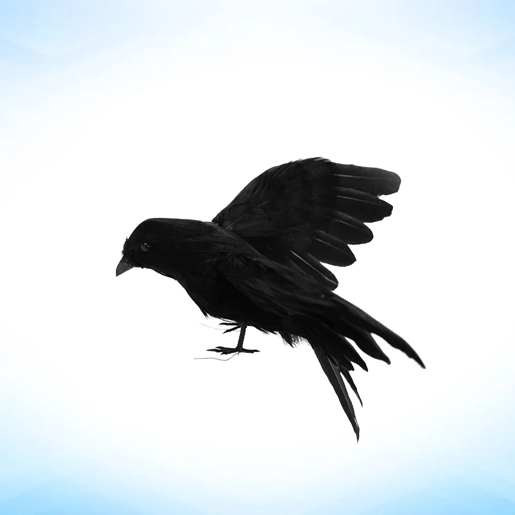 Vivid Crow Realistic Prop Halloween Decor Gothic Decoration Bird Toy Stimulated Office Work