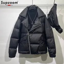 Supzoom New Arrival Fashion Oblique Zipper Parka Thick Casual Regular Quilted Male Popular Clothes Warm Coat Winter Jacket Men