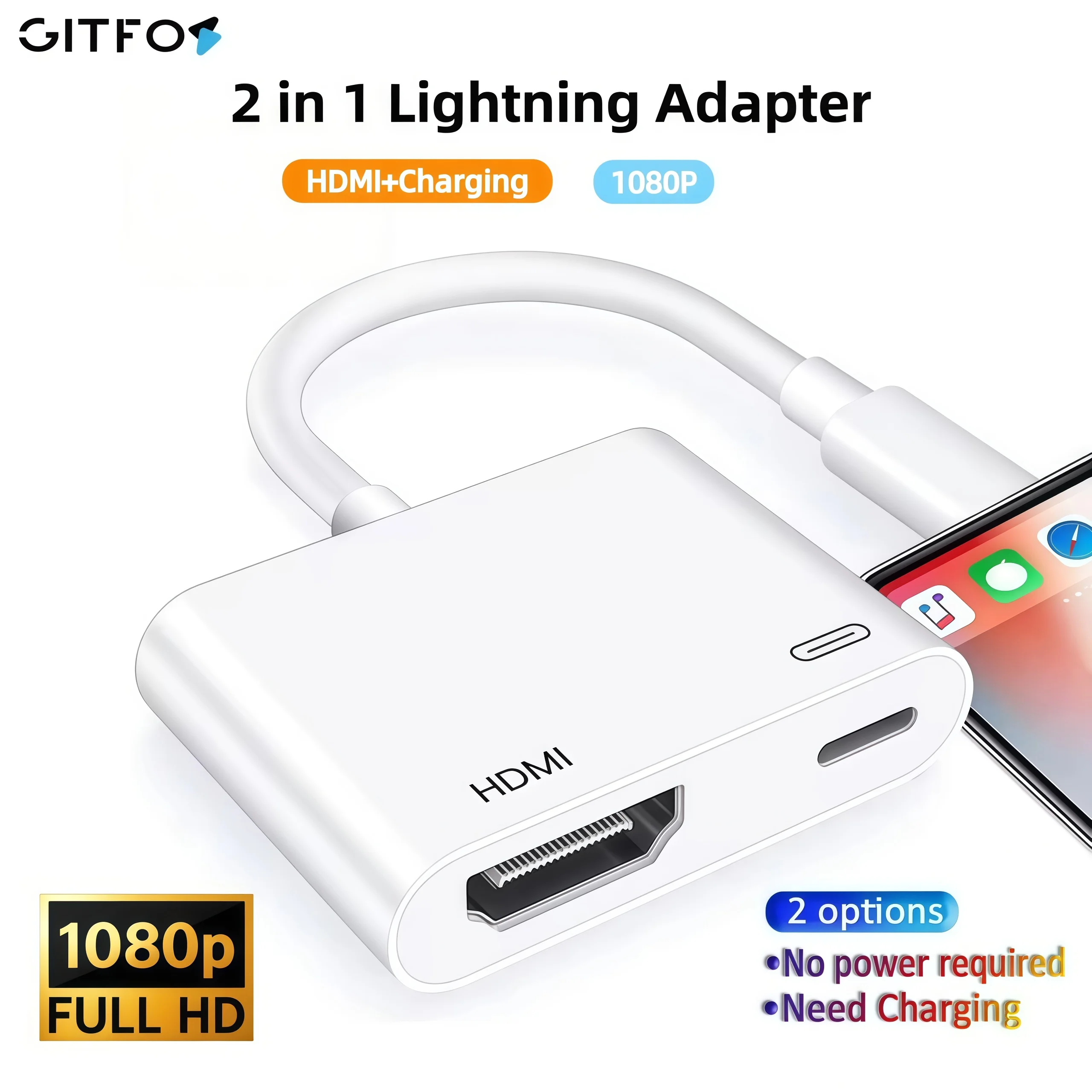 Hdmi Adapter - GITFOS 8Pin Port to HDMI Adapter