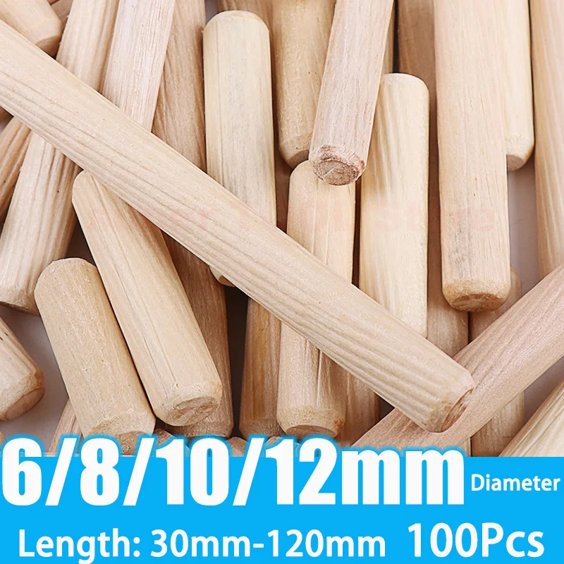 6/8/10/12mm Round Wood Dowel Pins Furniture Cabinet Wood Joint Connector Expansion Timber Pegs Woodworking Hardware Fittings