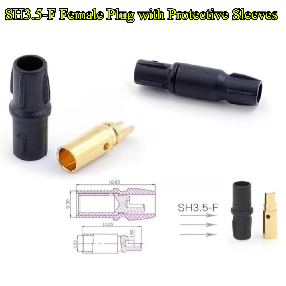 5/10/20 ชิ้น หัวเสียบ SH3.5-M/F ตัวผู้ ตัวเมีย ขนาด 3.5 มม. ชุบทอง พร้อมปลอกป้องกัน สำหรับมอเตอร์ RC โดรน รถยนต์ เรือ