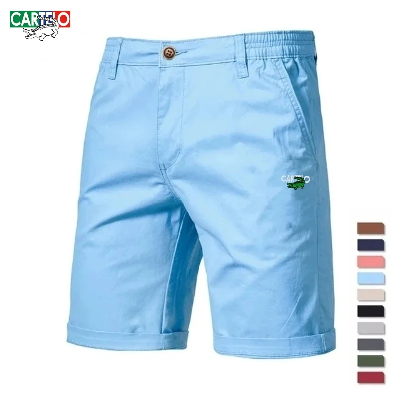 새로운 여름 남성 고품질 100% 코튼 캐주얼 반바지 세련되고 캐주얼하며 스포티하고 편안한 신축성 있는 허리 반바지