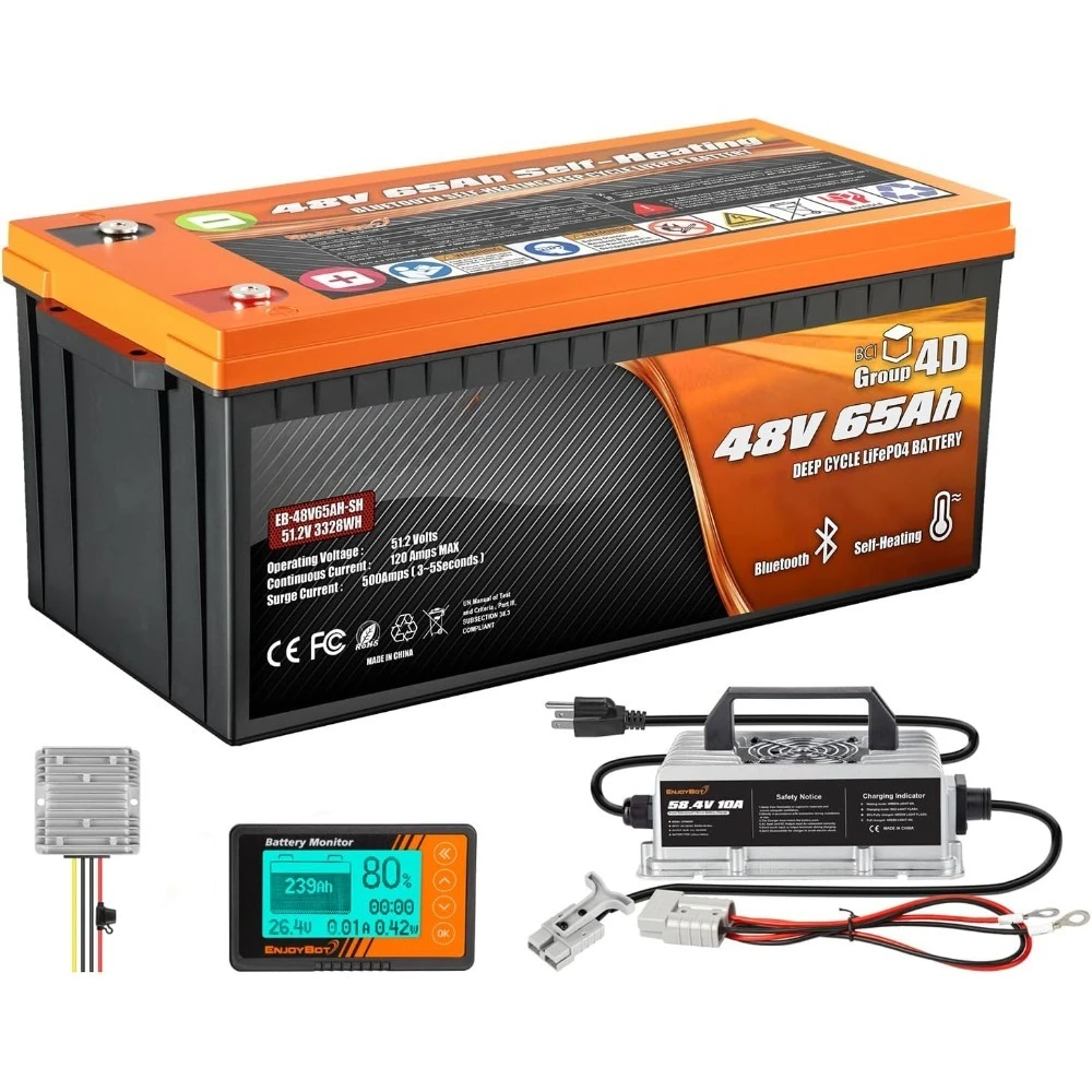 

48V 65Ah Bluetooth LiFePO4 Lithium Golf Cart Battery Conversion Kit, Built-in 120A BMS and Self-Heating, 10 Years Lifetime