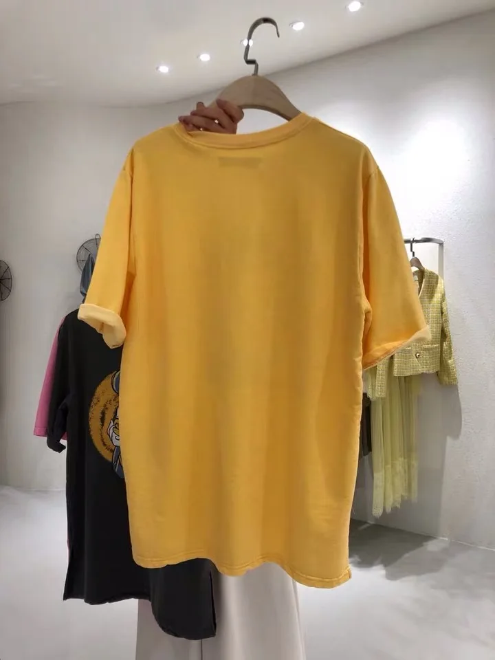 2023 Lente Zomer Koreaanse Stijl Losse Katoenen Cartoon Print Korte Mouwen T-shirt Voor Vrouwen Casual Veelzijdige Tee Top trui