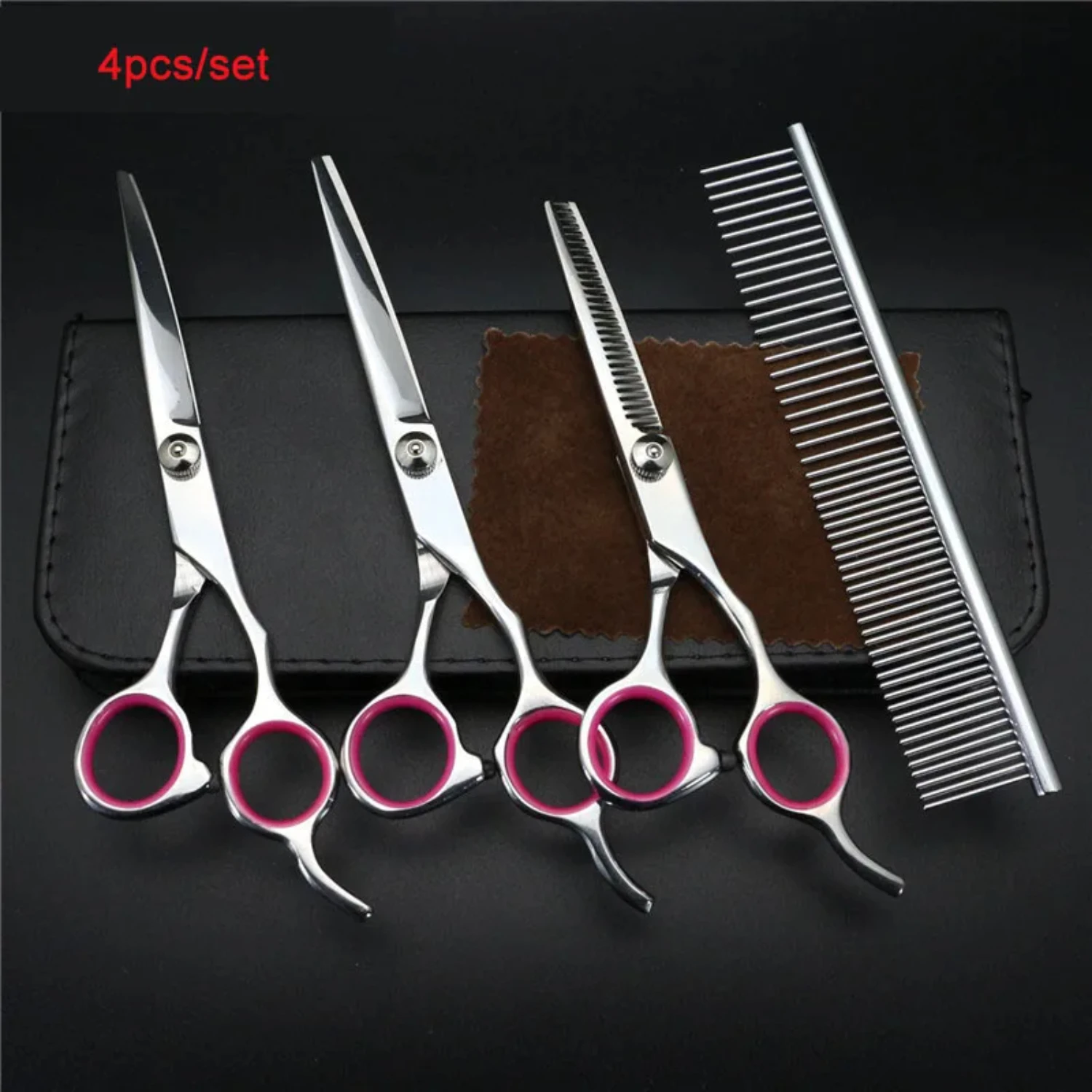 

7 inch Professional Pet Scissors Dog Grooming Scissors Set Kit Dog Shears Hair Cutting Thinning Curved Scissors For Dog