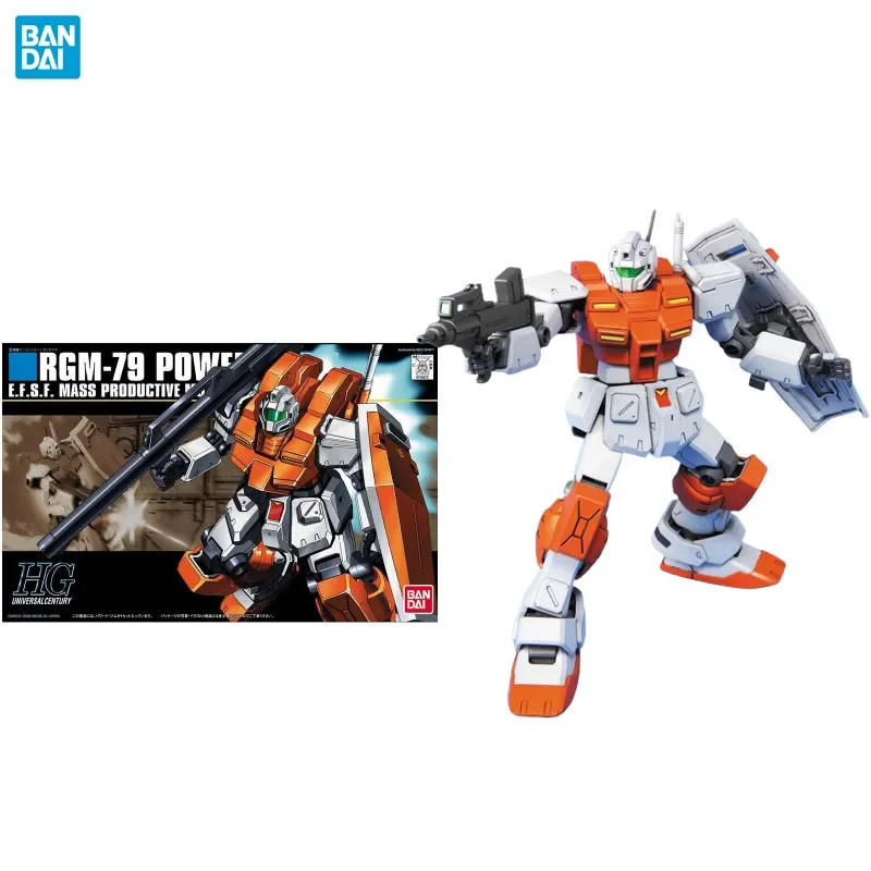 Bandai Genuine Gundam Model Kit Anime Figure HGUC 1/144 RGM-79 Powered GM Action Figure Assemble Collection Toys for Children