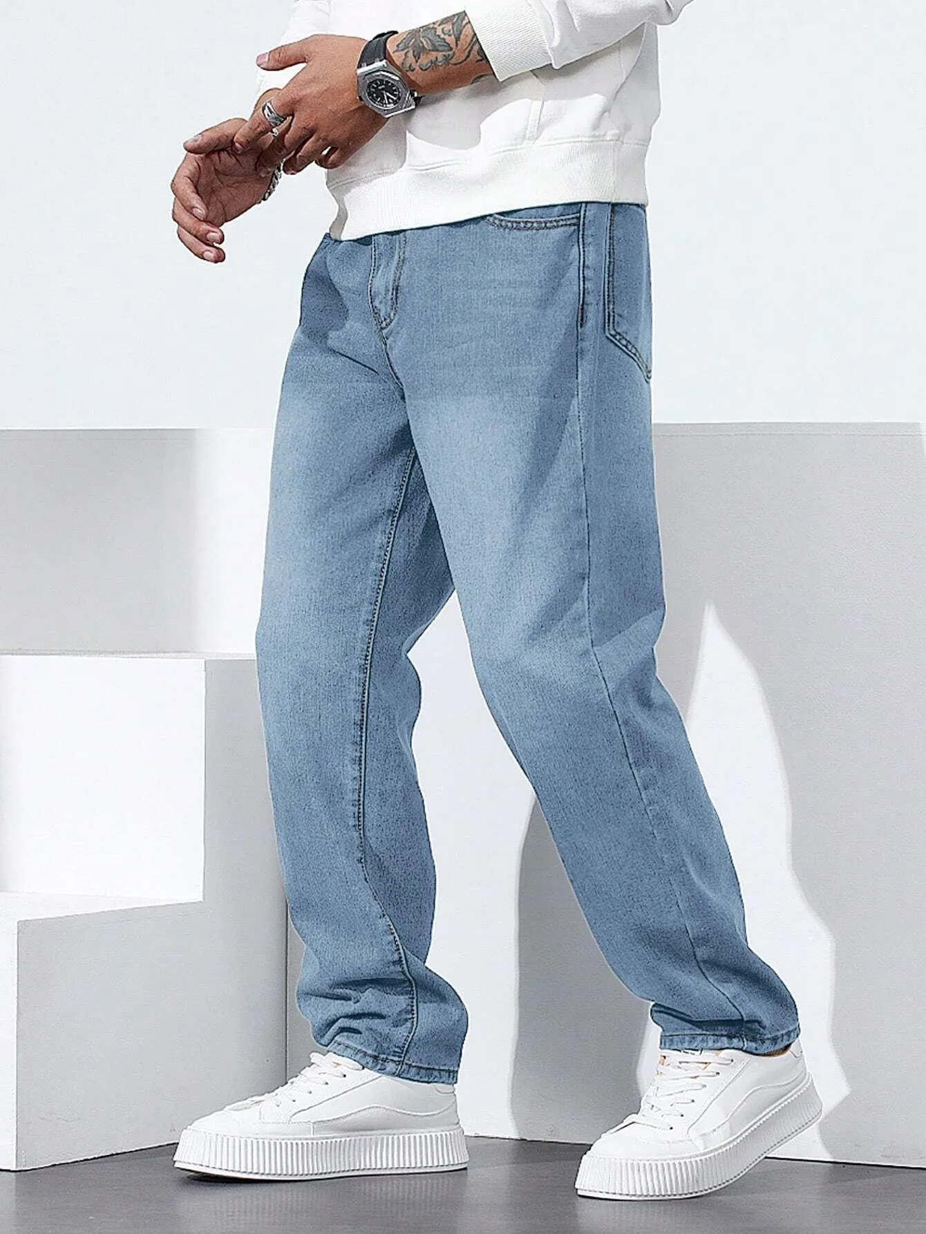 

Y2K Men's Slim Jeans Pants for Dating Drip Vibe. No accessories or belts included.