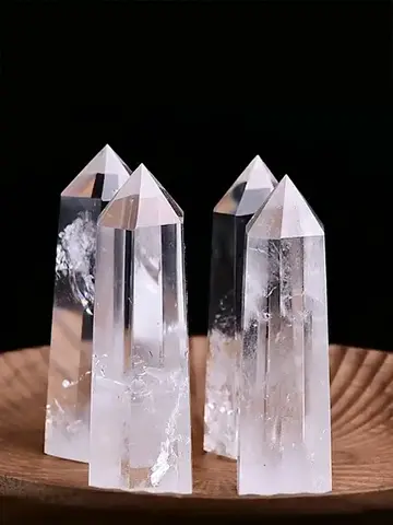 Natural Transparent Quartz Column Transparent Delicate White Crystal Hexagonal Obelisk 50-80mm Wandstone Room Decoration Gift