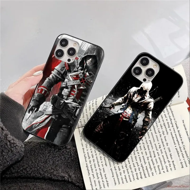 A-Assassins Creed Smart Phone Case for iPhone 14 13 12 11 XS X 8 7 6 Plus Mini Pro Max SE 2022 Black Soft Phone Cover Funda