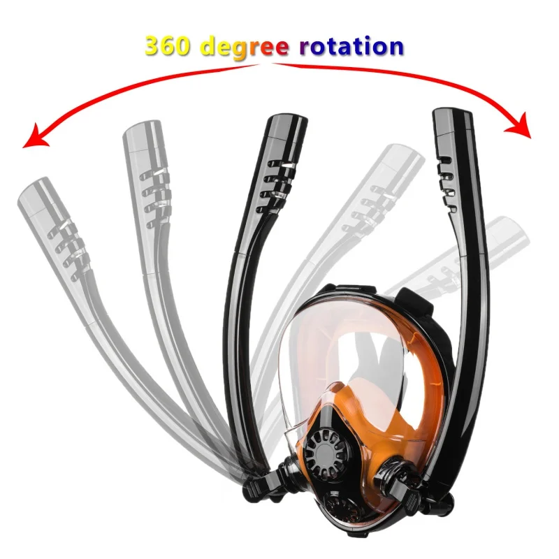 Factory in Stock Anti-Fog Diving mask full Dry Respirator Swimming Equipment Double Tube Silicone Face Snorkeling