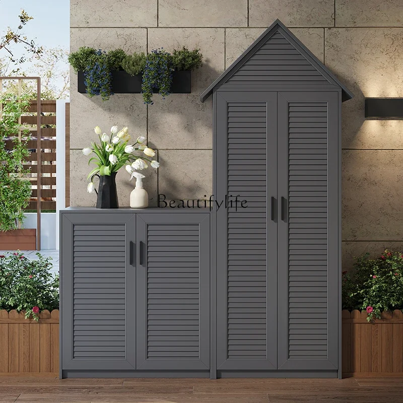 

02 Balcony Storage Cabinet Aluminum Alloy Household Waterproof Sunproof Storage Organizer