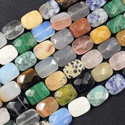 Natural Stone Faceted Agates Aventurine Quartz Tiger Eye Spacer Square Beads For Jewelry Making DIY Bracelet Accessories