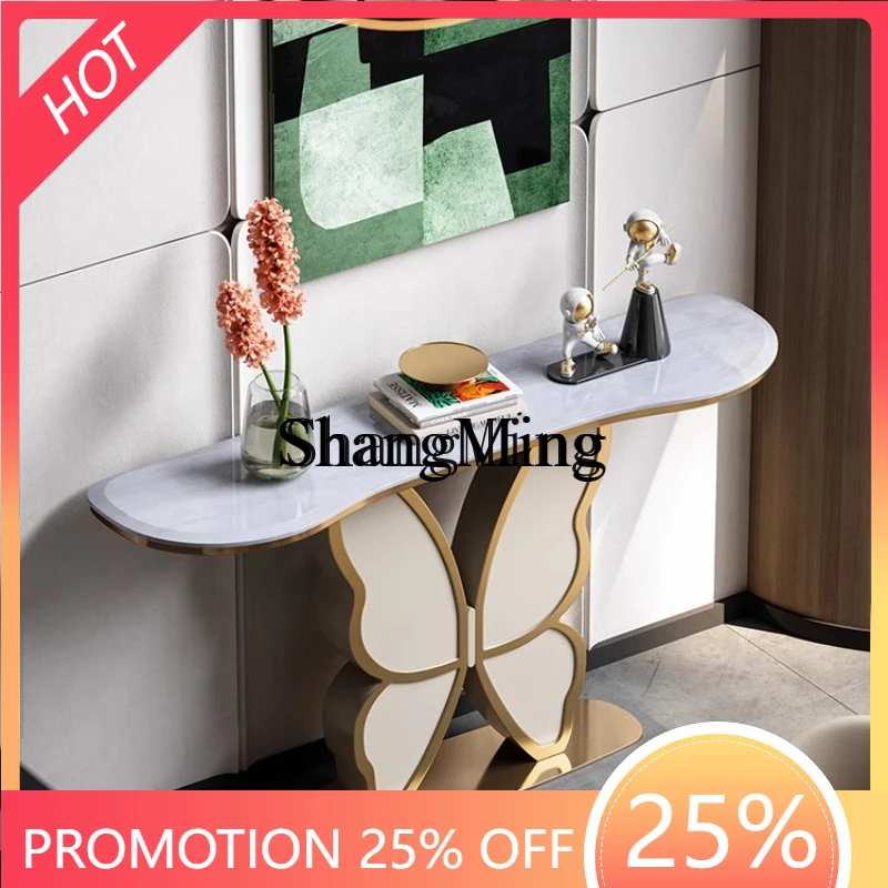FG good-looking  light luxury natural marble entrance table against the wall entrance table