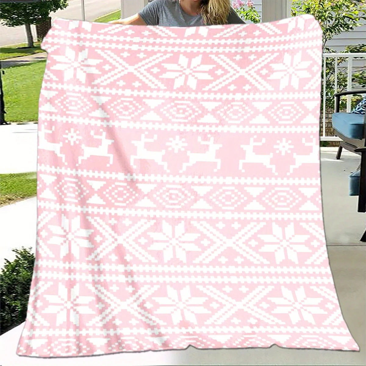 1pc cobertor estampado de cervo de Natal é elegante, macio e quente – perfeito para sofás, sofás, escritórios, camas, camping e viagens –