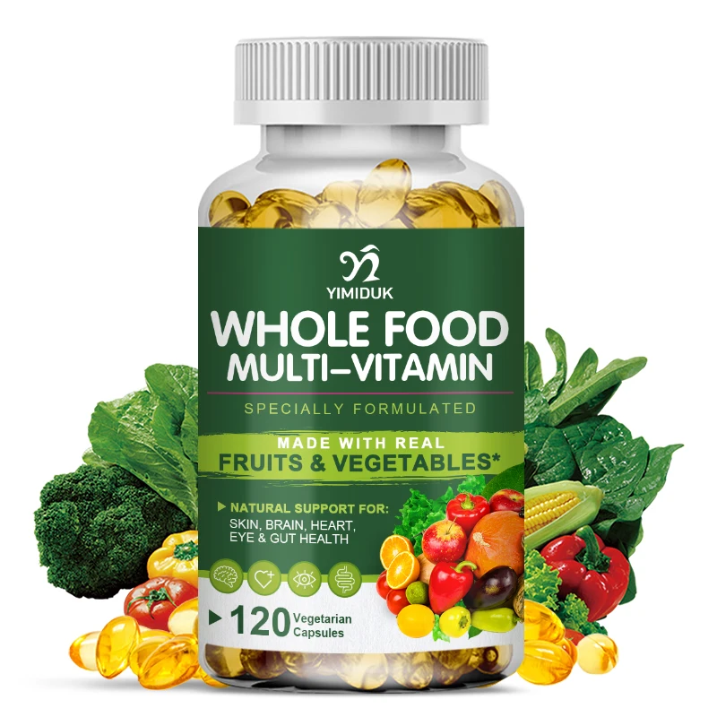 

Whole Food Multivitamin Minerals Capsules, Supplement For Stress, Energy And Immune Support