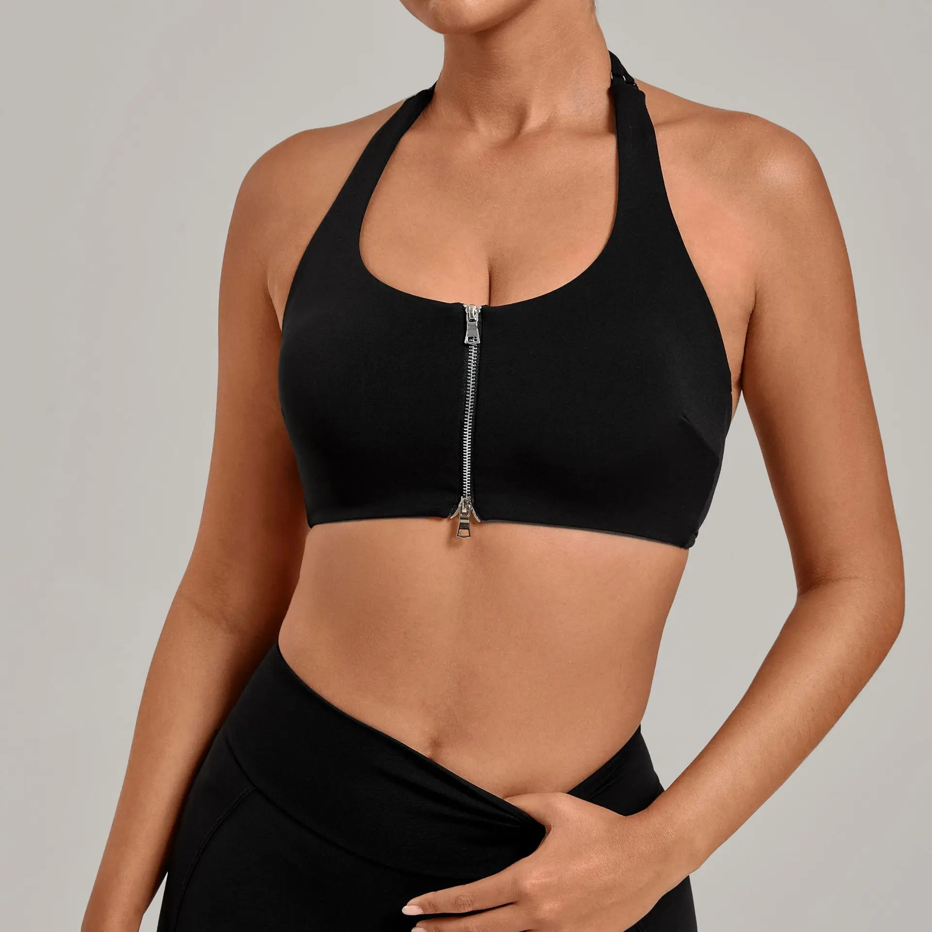 

Новый женский спортивный бюстгальтер для йоги и фитнеса, облегающий, телесного цвета, со съемными вкладышами, на молнии, для йоги, спорта, повседневной носки, бега, пилатеса, тренировок, спортзала