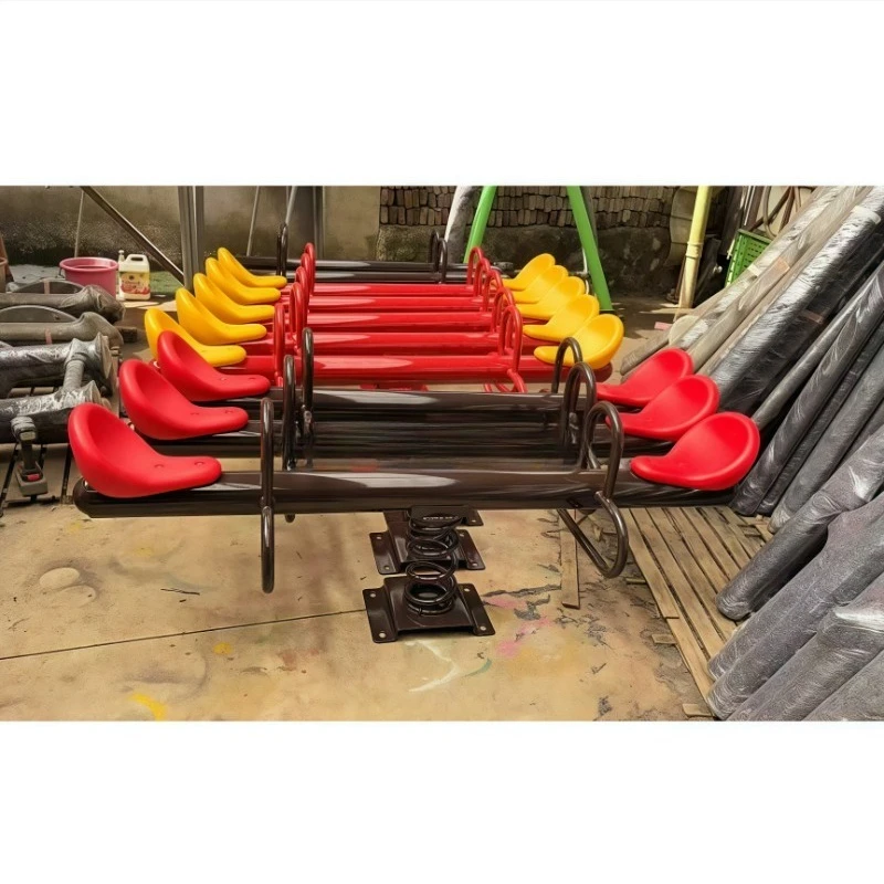 Hot Sale Four Gardens Outdoor Playground Seesaw Factory Design Simple Plastic Seats Metal Materials