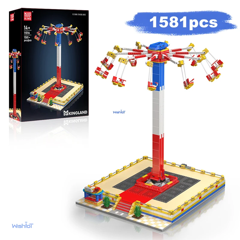 モールドキング 11016 遊園地のおもちゃ 電動フライングスイングライド 1581ピース 組み立てブロック ローラーコースター ブロックギフト