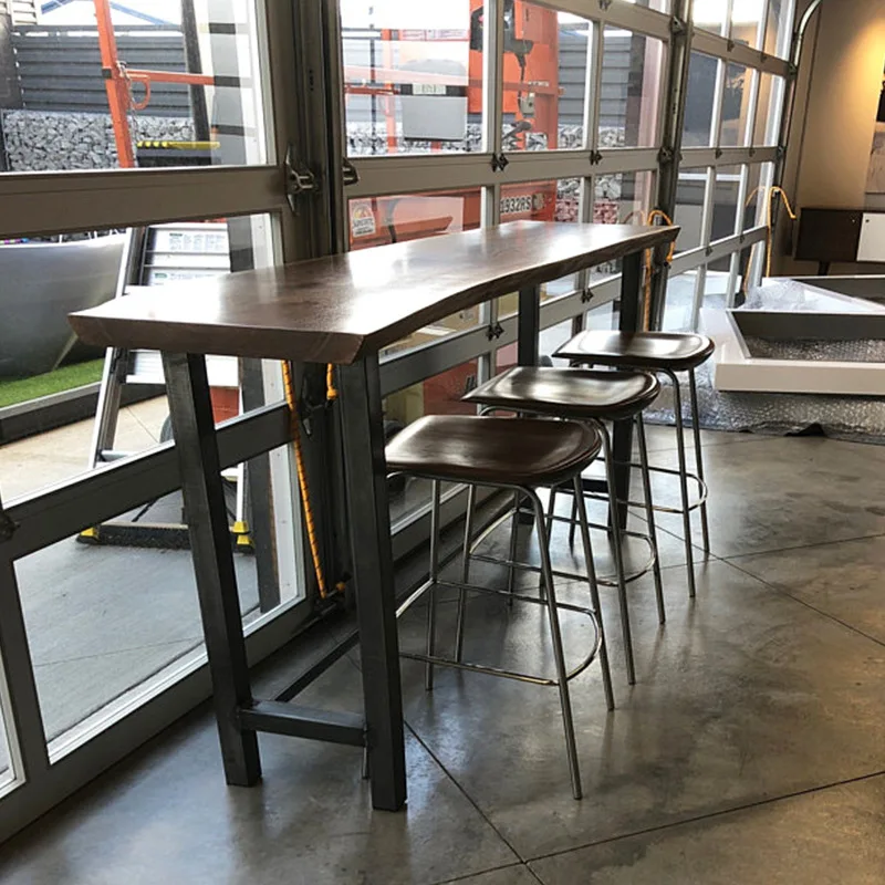 Bar table Solid wood table and chair combination Commercial bar counter Household balcony against the wall Narrow table Long b
