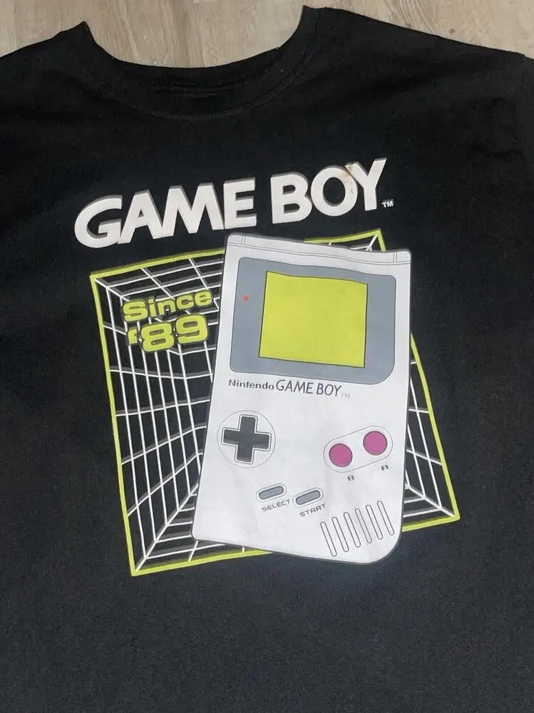 Nintendo Game Boy Black and White T Shirt Short Sleeve Tops Tees Cotton Print Tshirts