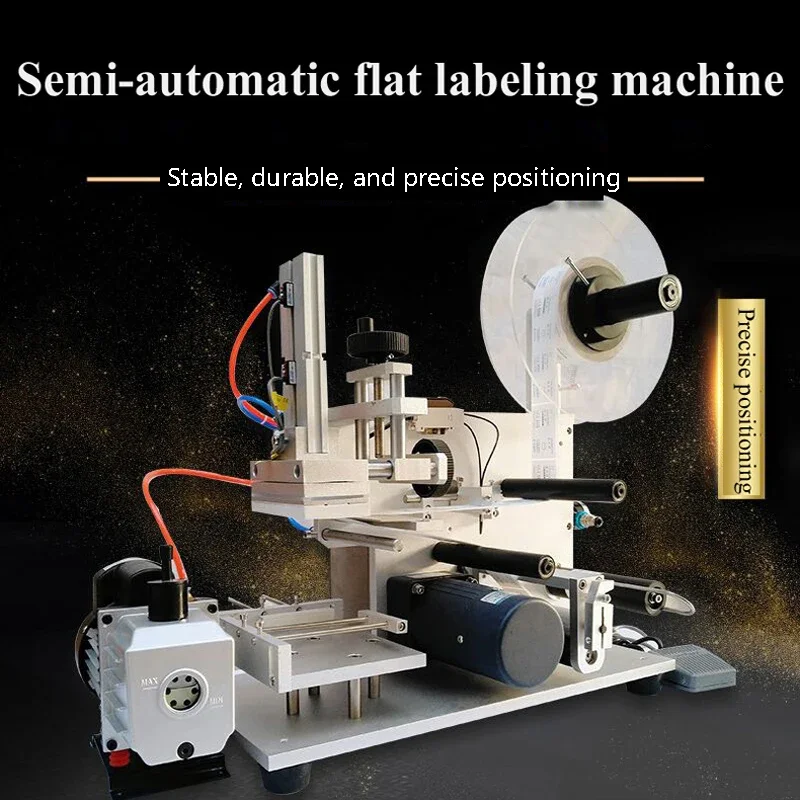 Semi-automatic Flat Labeling Machine With Label Printer For Square Bottle/Flat Product Labeling Coding Date At Once