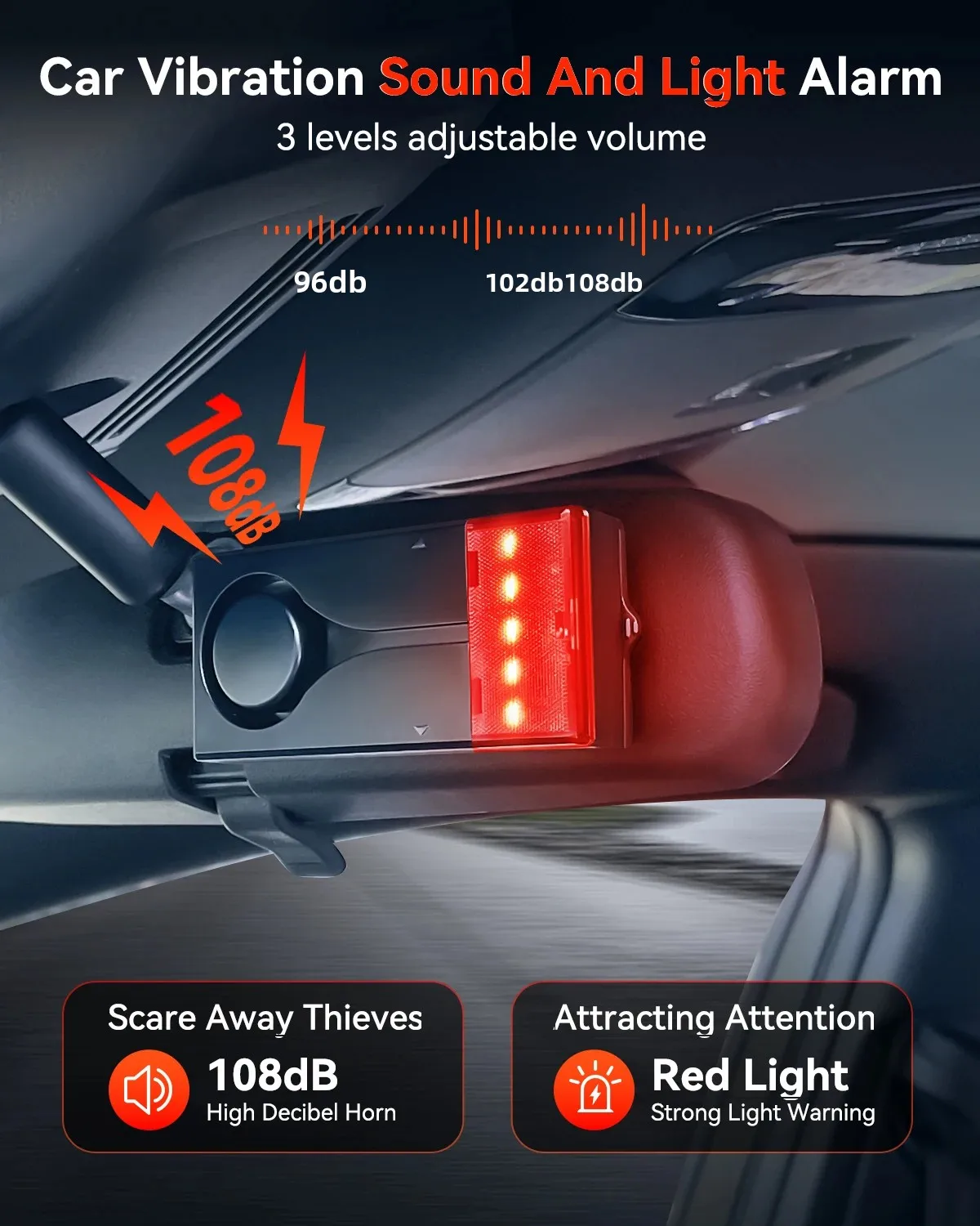 ระบบเตือนภัย Extractme RV 108dB ระบบเตือนภัยการสั่นสะเทือนและแสงสำหรับรถยนต์ พร้อมรีโมทคอนโทรลไร้สาย ระบบป้องกันการโจรกรรมยานพาหนะ