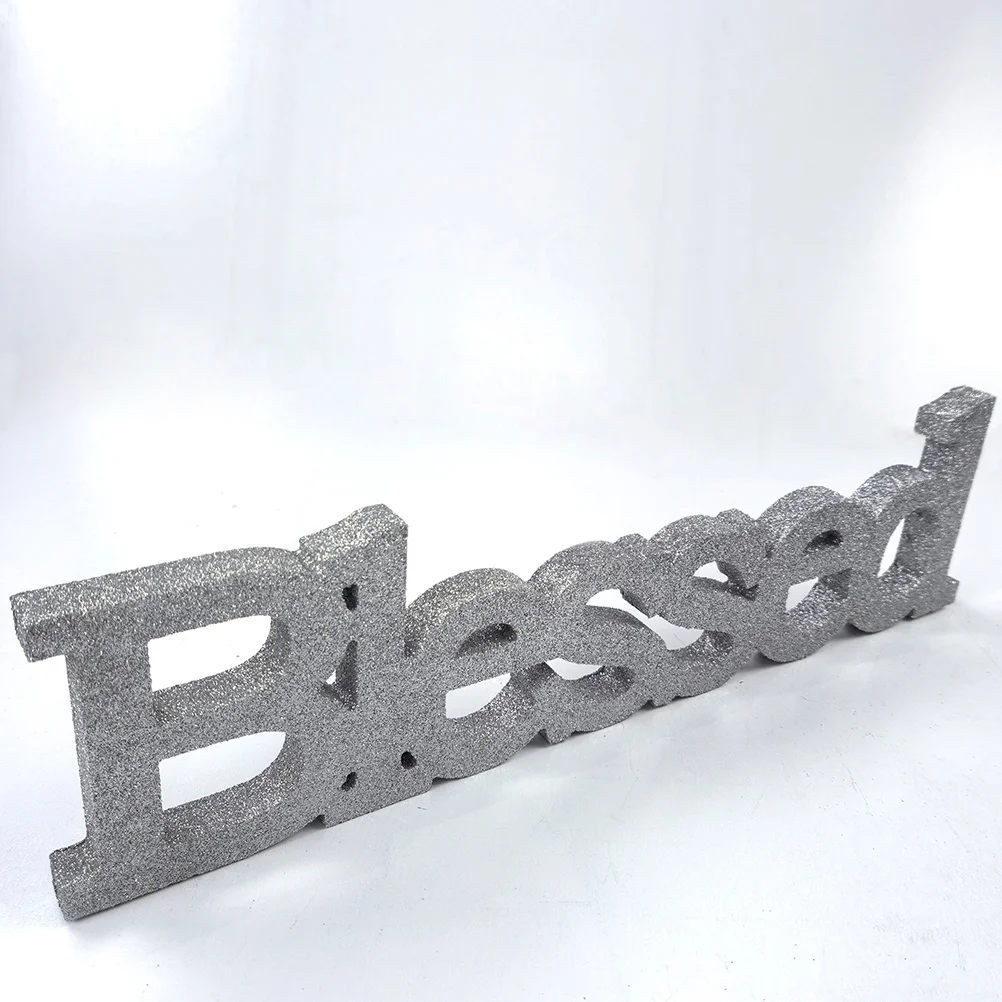 

Blessed Wooden Sign Glitter Elegant Rustic Farmhouse Decor Versatile Letter Sign Home Festival Party Gathering