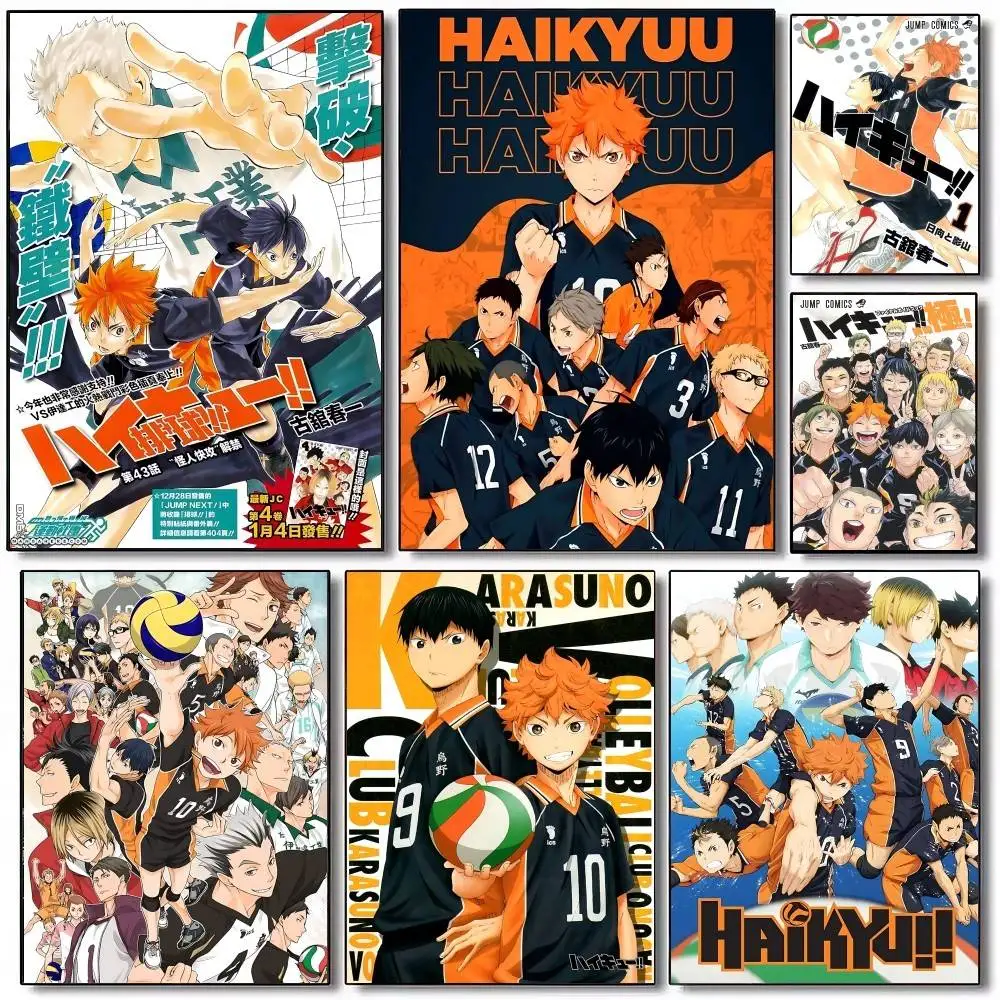 ¡Pintura en lienzo Haikyuu! Póster adhesivo DIY de dibujos animados de Japón, impresiones de papel blanco, carteles, obra de arte, pintura decorativa Vintage