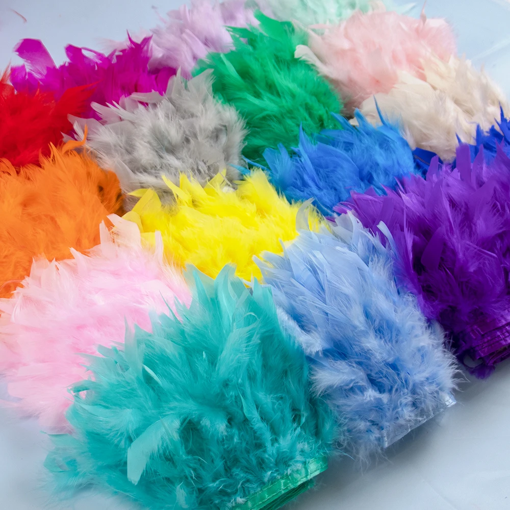 Wholesale 10-15CM Turkey Feather Trim Fringe  Marabou Feathers Ribbon Handicrafts Clothes Dress Sew Plumes Decorations 1Meter