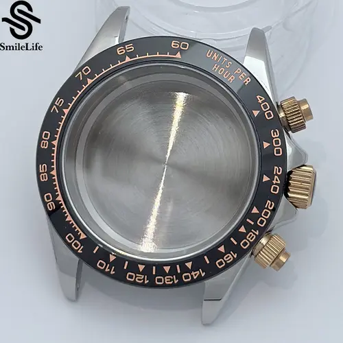SmileLife 39mm VK63 Silver/Black/Gold Watch Case Sapphire Glass Ceramic/Steel Bezel Fit VK63 Quartz Movement Watch Accessories - Image 18