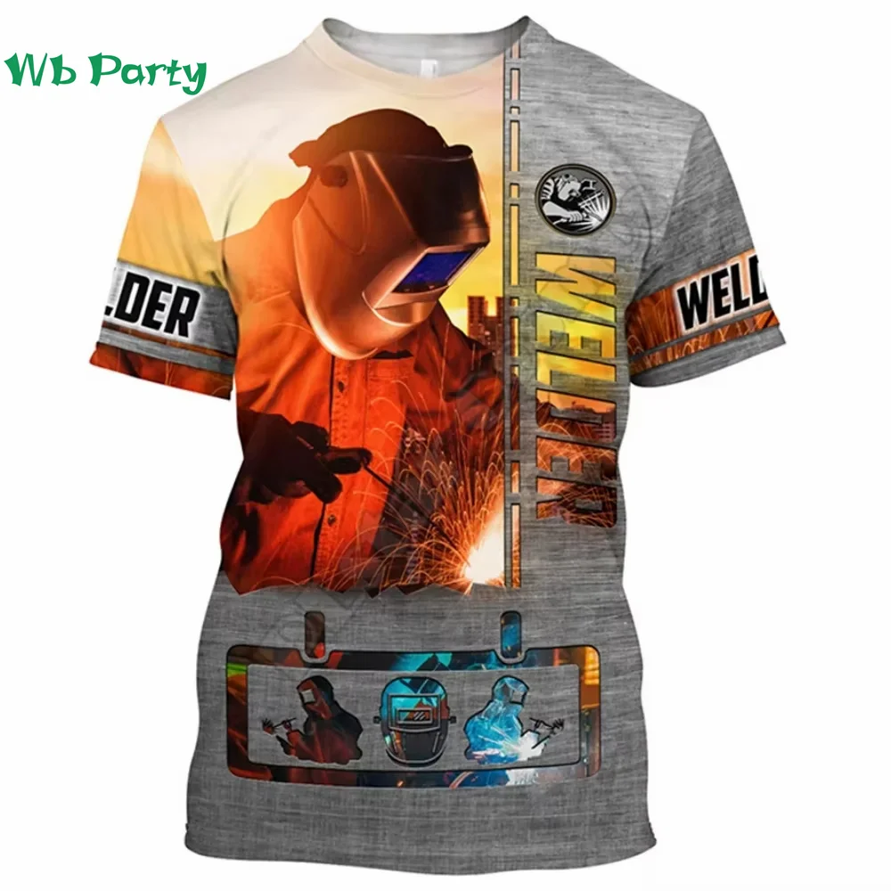 Welding Workwear 3D Print Mens T shirt Men's Clothing Harajuku Popular Short Sleeve Tee Summer Funny Welding Graphic T shirts image 2