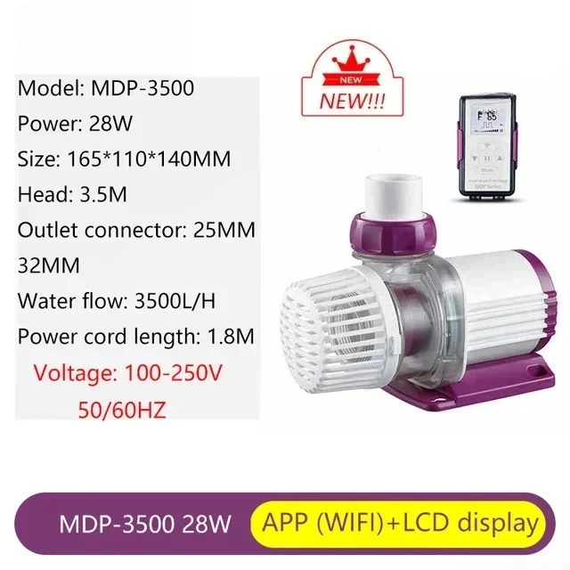 MDP-3500 28W 3500L/H Smart DC Fish Tank Aquarium Water Pump  LCD Display With Wifi Control Oxygen Pump