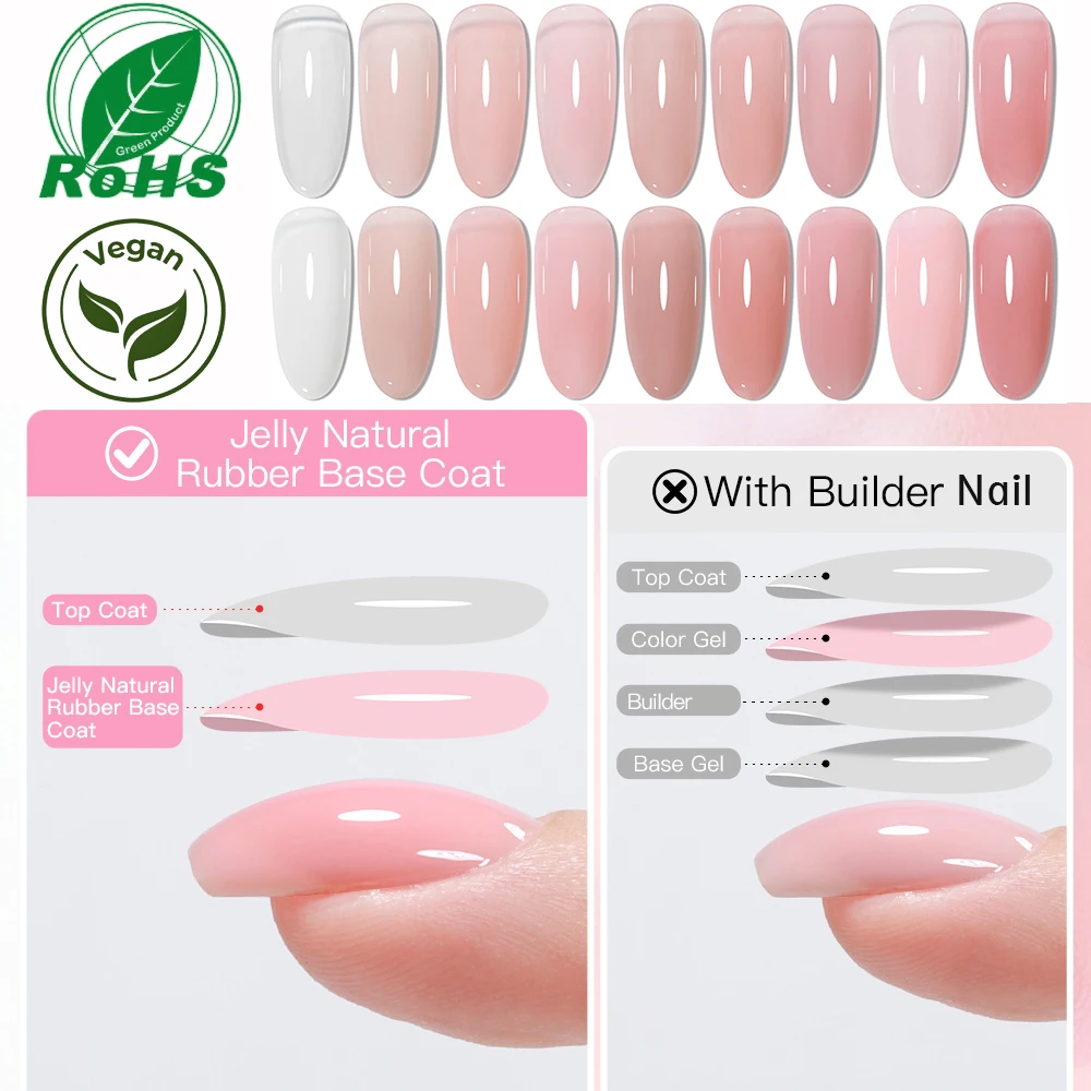 

Tpo Free 15ml Nude Pink Crystal Rubber Base Gel Polish Natural Color Semi Permanent Soak off UV LED Gel Nail Art Varnish
