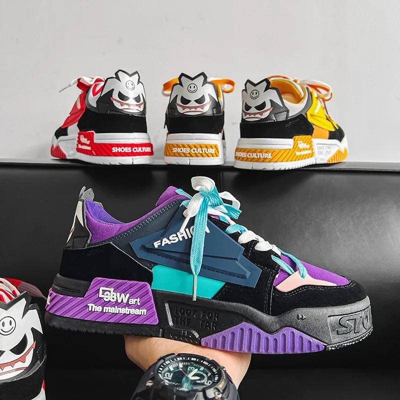 

LiveDay Men's Fashionable Casual Shoes Multi-Color Dazzling Trendy Wear-Resistant Breathable Wearproof New Popular Flat Shoes