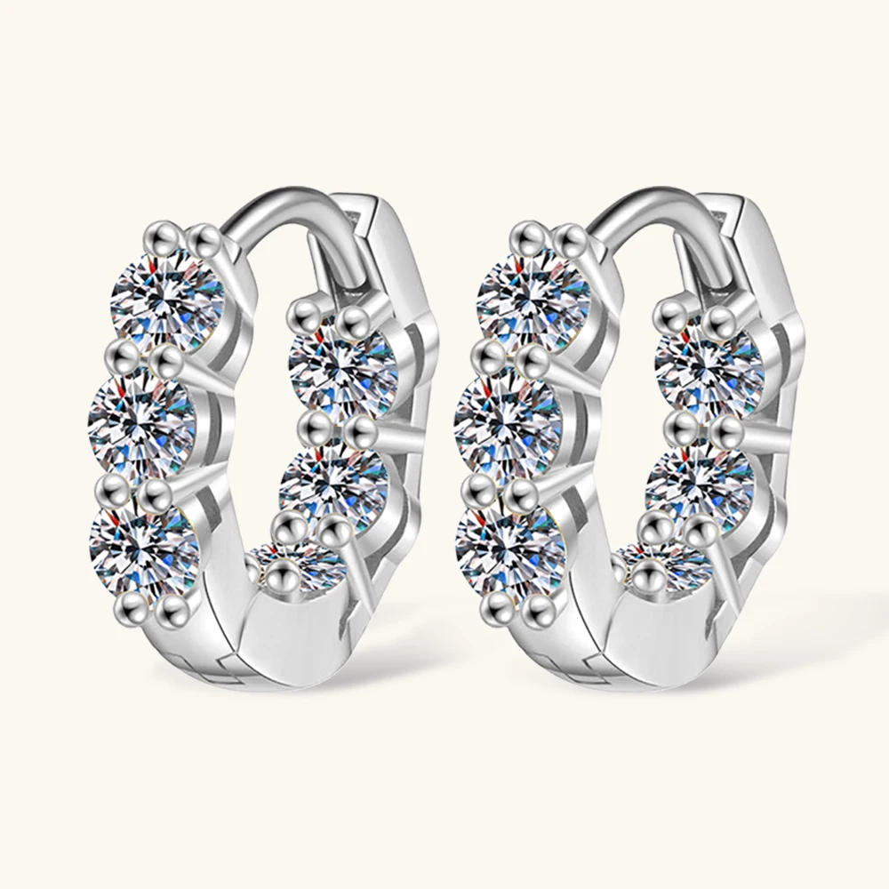 Sweetrain 3 مللي متر 4.5 مللي متر كامل مويسانيتي هوب أقراط للنساء 925 الفضة 18 كيلو مطلية بالذهب حلق الماس الزفاف غرامة مجوهرات #5