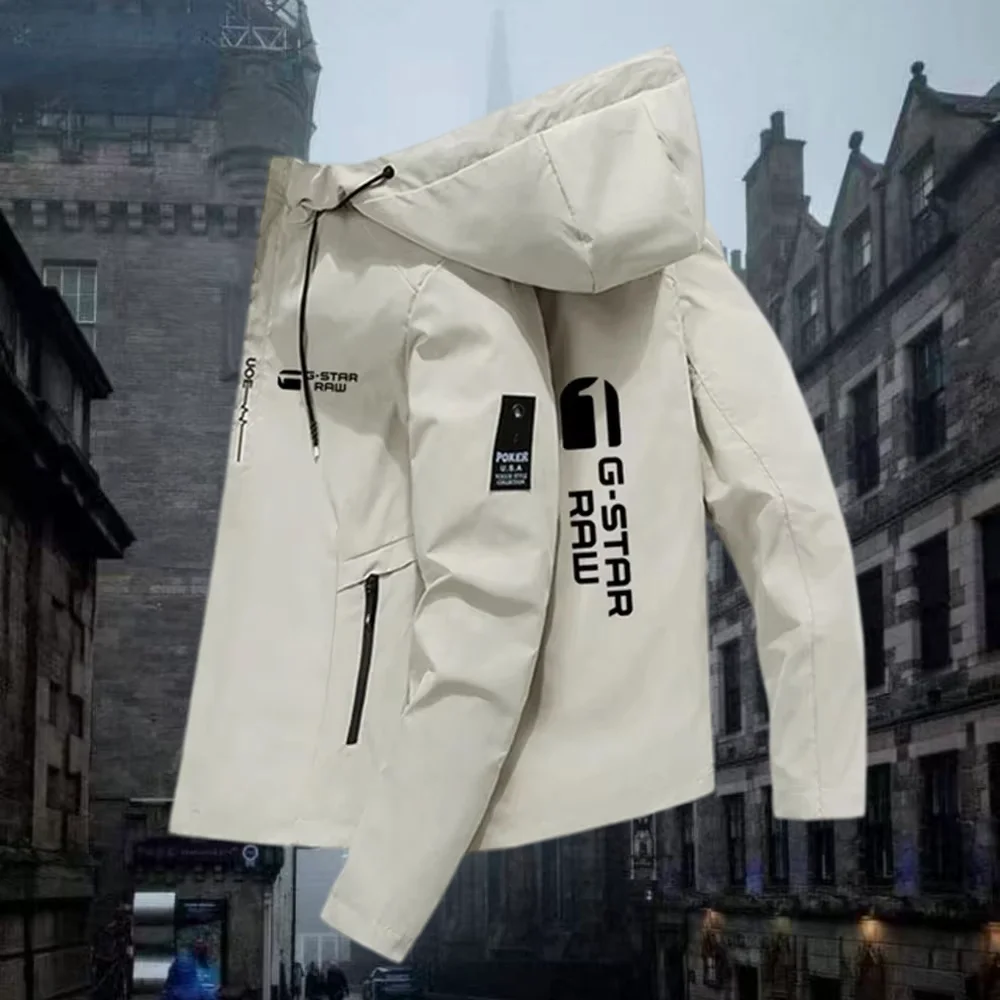 Autumn luxury brand exquisite printed zipper hooded jacket fashionable men's daily street walking exercise casual windproof top